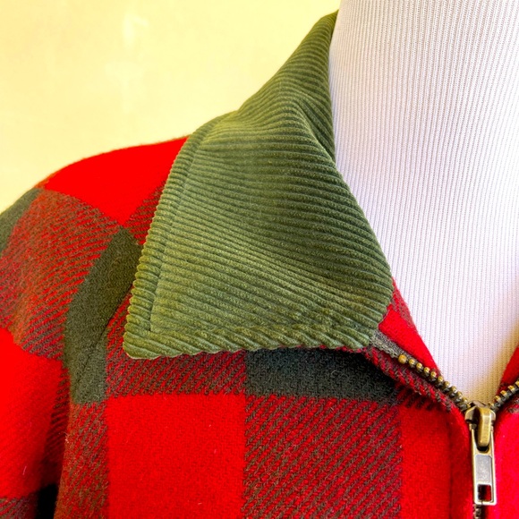 PENDLETON 100% Virgin Wool Beautiful Hunter Green Red Buffalo Plaid Jacket L USA - Picture 10 of 12